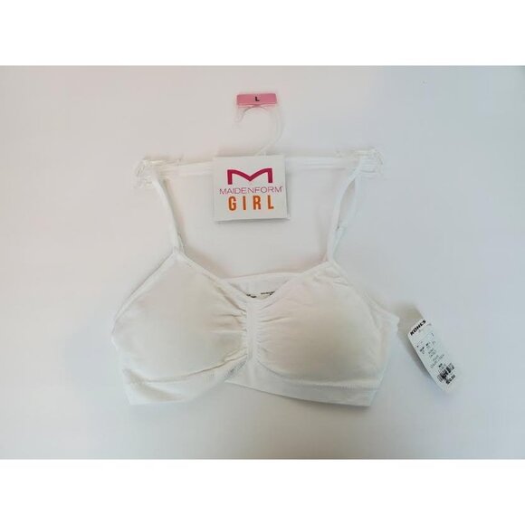 Maidenform Girl White Basic Adjustable Straps Training Bra Size Large - Picture 1 of 4